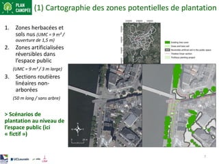 (1) Cartographie des zones potentielles de plantation
7
1. Zones herbacées et
sols nus (UMC = 9 m² /
ouverture de 1,5 m)
2...