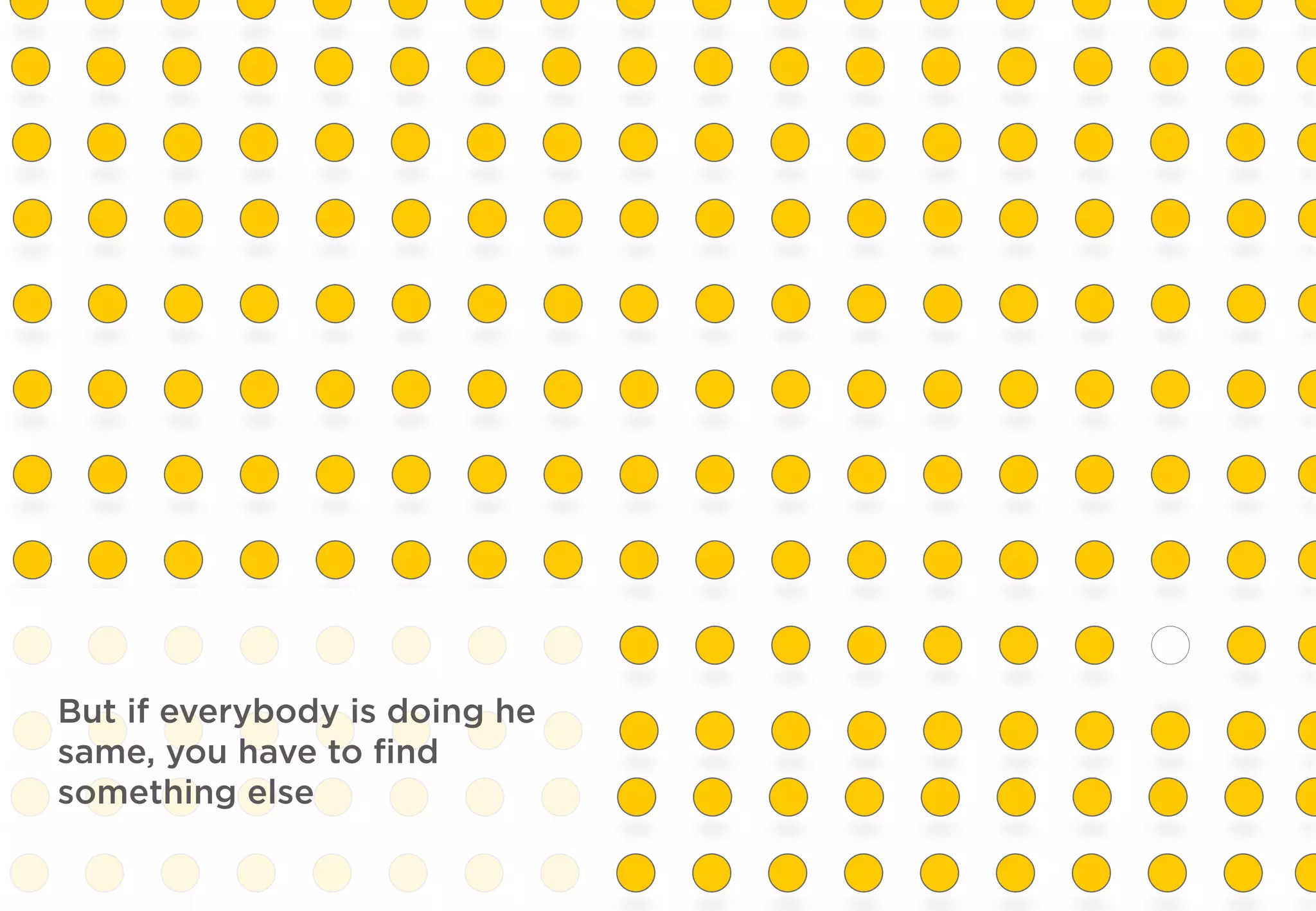 But if everybody is doing he
same, you have to ﬁnd
something else
 