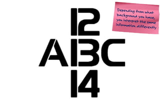 Depending from what
background you have,you interpret the sameinformation differently
 