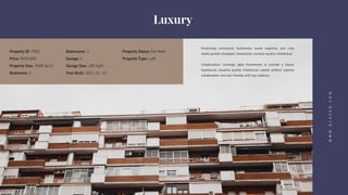 Proactively envisioned multimedia based expertise and cross
media growth strategies. Seamlessly visualize quality intellectual.
Collaboration. Leverage agile frameworks to provide a robust.
Seamlessly visualize quality intellectual capital without superior
collaboration and also friendly with any relatives.
Property ID: YV01
Price: $450,000
Property Size: 3500 Sq Ft
Bedrooms: 5
Bathrooms: 2
Garage: 1
Garage Size: 200 SqFt
Year Built: 2021-11 -12
Property Status: For Rent
Property Type: Loft
W
W
W
.
O
L
A
F
E
O
.
C
O
M
 