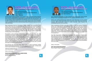 Bismillahirrahmanirrahim,                                                                   Bismillahirrahmanirrahim,
                         Assalamualaikum Warahmatullahi Wabarakatuh,                                                 Assalamualaikum Warahmatullahi Wabarakatuh,
                         Salam Sejahtera,                                                                            dan Salam Sejahtera.
                         Salam 1Malaysia.
Sekolah sebagai institusi pendidikan utama bukan sahaja menumpukan bidang akademik         Saya mengambil kesempatan ini untuk mengucapkan setinggi-tinggi tahniah kepada
atau kurikulum, malah diberikan tanggungjawab turut memfokuskan bidang kokurikulum.        Bahagian Sukan dan Bahagian Pendidikan Guru atas kejayaan penerbitan modul ini.
Antara cabang kokurikulum yang begitu aktif sejak dahulu ialah sukan dan permainan. Hal
ini dapat dikesan menerusi penghayatan kita terhadap apa-apa yang terkandung dalam         Aktiviti sukan telah menjadi semakin penting dan wajib dilaksanakan di semua sekolah
Falsafah Pendidikan Kebangsaan yang menjadi tonggak kepada prinsip sistem pendidikan       di seluruh negara. Pihak yang terlibat dalam pengurusan sukan seharusnya merancang,
negara yang bermatlamat untuk melahirkan pelajar yang seimbang dari segi jasmani, emosi,   mengurus dan melaksanakan kegiatan ini secara sistematik, cekap, berkesan dan
rohani, dan intelek.                                                                       berlandaskan keilmuan dan kemanusiaan.

Bagi merealisasikan hasrat ini, Kementerian Pelajaran Malaysia telah menerbitkan Modul     Dalam menghadapi alaf baharu yang serba mencabar ini, kita harus sentiasa memainkan
Latihan Sukan Untuk Guru Penasihat Kelab Sukan Sekolah, bertujuan untuk meningkatkan       peranan dan tanggungjawab untuk melahirkan modal insan, iaitu murid yang seimbang
penyertaan dan menyuburkan semangat kesukanan dalam kalangan murid. Sukan bukan            dan harmonis secara menyeluruh dan bersepadu. Pewaris generasi akan datang ini mampu
sahaja wadah untuk mengasah bakat dan kebolehan murid tetapi dapat menjurus kepada         menyahut cabaran dan memastikan kesejahteraan negara berkekalan dan seterusnya
hala tuju membentuk masyarakat bersatu padu, aman dan sejahtera di samping dapat           dapat meningkatkan kemajuan negara. Generasi ini merupakan penentu kegemilangan
mengeratkan hubungan antara guru dengan ibu bapa dan menceriakan sekolah ketika            negara kelak. Oleh itu, peranan dan penglibatan murid dalam aktiviti sukan amat penting.
berlangsungnya sesuatu kejohanan.                                                          Program sukan tersebut membolehkan murid memperoleh, menyebar dan menggunakan
                                                                                           ilmu pengetahuan.
Pertumbuhan murid seharusnya dikembangkan dengan pelbagai potensi dan tidak
sewajarnya terhad dalam aspek pencapaian akademik. Sememangnya pencapaian dan              Saya ingin mengucapkan setinggi-tinggi penghargaan dan terima kasih kepada semua
kecemerlangan akademik sangat penting, tetapi mengisikan mereka dengan pembinaan           pihak yang terlibat dalam menyumbangkan idea sehingga terbitnya Modul Latihan Sukan
sahsiah peribadi serta memberikan peluang kepada mereka menggilap bakat dalam sukan        Untuk Guru Penasihat Kelab Sukan Sekolah. Semoga modul ini dapat dijadikan panduan
yang digemari sepanjang tahun juga tidak boleh disekat. Wajar diakui melalui kegiatan      untuk melahirkan generasi yang mantap dari segi fizikal dan mempunyai disiplin yang
sukan, murid akan dapat mengisi masa dengan aktiviti yang bermanfaat, baik untuk           tinggi, bersikap positif serta mempunyai jati diri. Selain itu, diharap modul ini akan diguna
kesihatan fizikal terutamanya mengurang masalah obesiti, menyemai nilai sahsiah yang       pakai dan dibuat penambahbaikan selaras dengan perubahan semasa untuk dimanfaatkan
terpuji, membina keyakinan diri yang tinggi di samping berasa seronok hadir ke sekolah     oleh semua pihak.
akan dapat membendung gejala ponteng.

Saya berharap agar pelaksanaan Dasar 1Murid 1Sukan ini dapat memberikan manfaat            Sekian, terima kasih.
kepada pembentukan keperibadian mulia dalam kalangan generasi muda. Semoga usaha
murni ini akan berkekalan dan dapat mencapai objektif yang disasarkan.                     DATO’ ABD GHAFAR BIN MAHMUD
                                                                                           Ketua Pengarah Pelajaran Malaysia
‘BERTUGAS DENGAN IKHLAS’

Sekian, terima kasih.

TAN SRI DATO’ HJ MUHYIDDIN BIN HJ MOHD YASSIN
Timbalan Perdana Menteri Merangkap
Menteri Pelajaran Malaysia
 