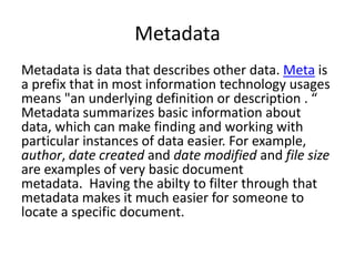 Olap and metadata | PPTX