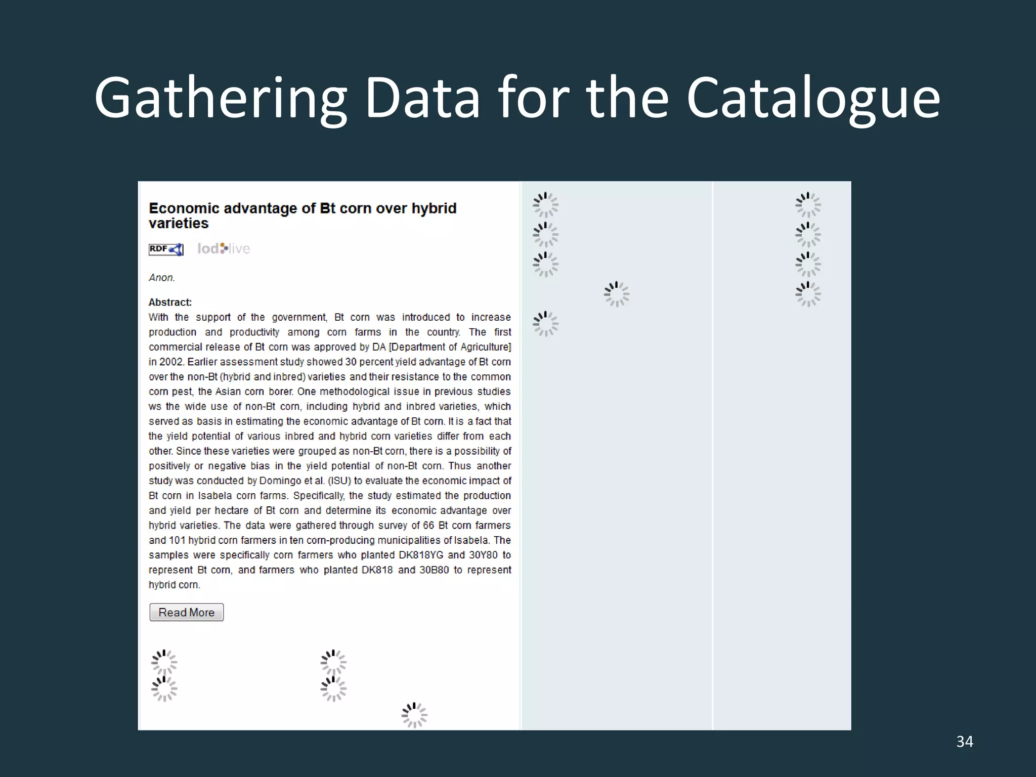 Gathering Data for the Catalogue
34
 