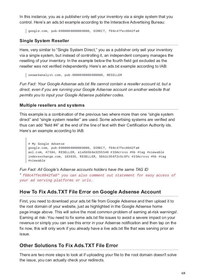 How to fix ads txt file errors in Google Adsense | PDF