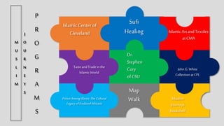 Islamic Art
and Textiles
at CMA
Dr.
Stephen
Cory
of CSU
Muslim
Journeys
Bookshelf
Taste and Trade
in the Islamic
World
Islamic
Center of
Cleveland
Sufi
Healing
Prince Among Slaves:
The Cultural Legacy of
Enslaved Africans
Map
Walk
John G. White
Collection at CPL
P
R
O
G
R
A
M
S
M
U
S
L
I
M
J
O
U
R
N
E
Y
S
 