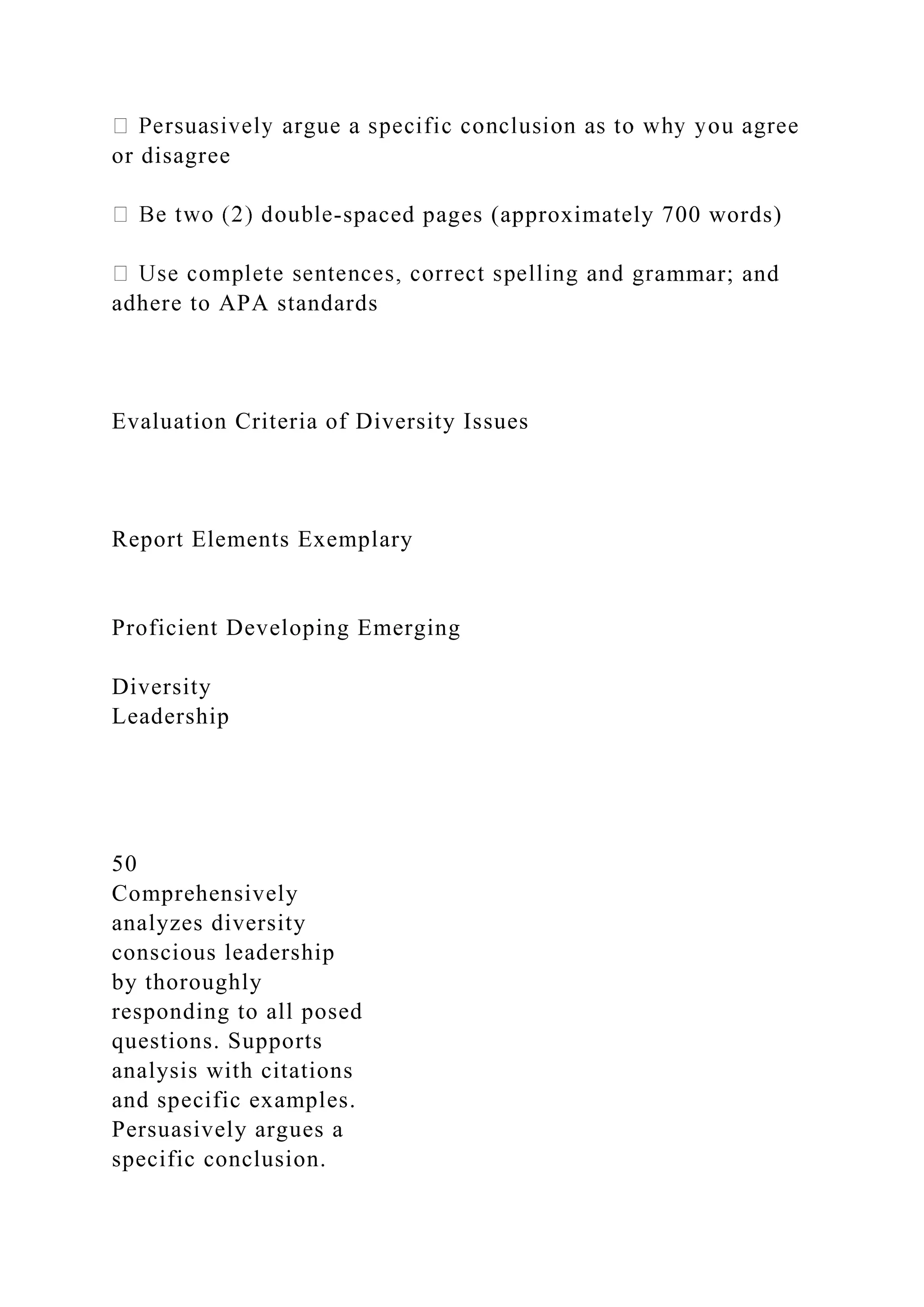 OLCU 425 Diversity Issues Rubric Length 6 pages excl.docx