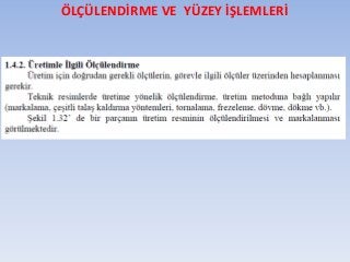 ÖLÇÜLENDİRME VE YÜZEY İŞLEMLERİ
 