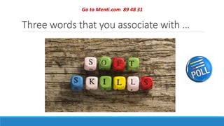 Three words that you associate with …
Go to Menti.com 89 48 31
 