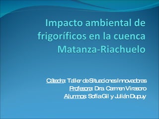 Cátedra : Taller de Situaciones Innovadoras Profesora : Dra. Carmen Virasoro Alumnos : Sofía Gil y Julián Dupuy 