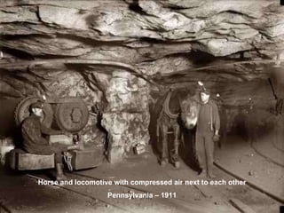 Horse and locomotive with compressed air next to each other Pennsylvania – 1911 