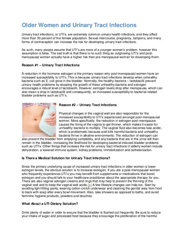 Older women and urinary tract infections