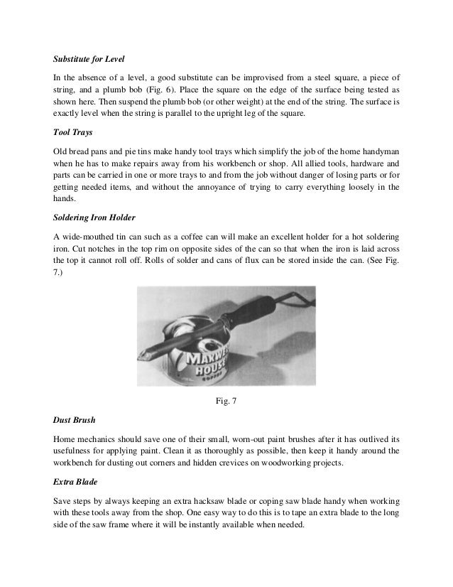 A Quick Guide For Handyman's Use and Care of Tools