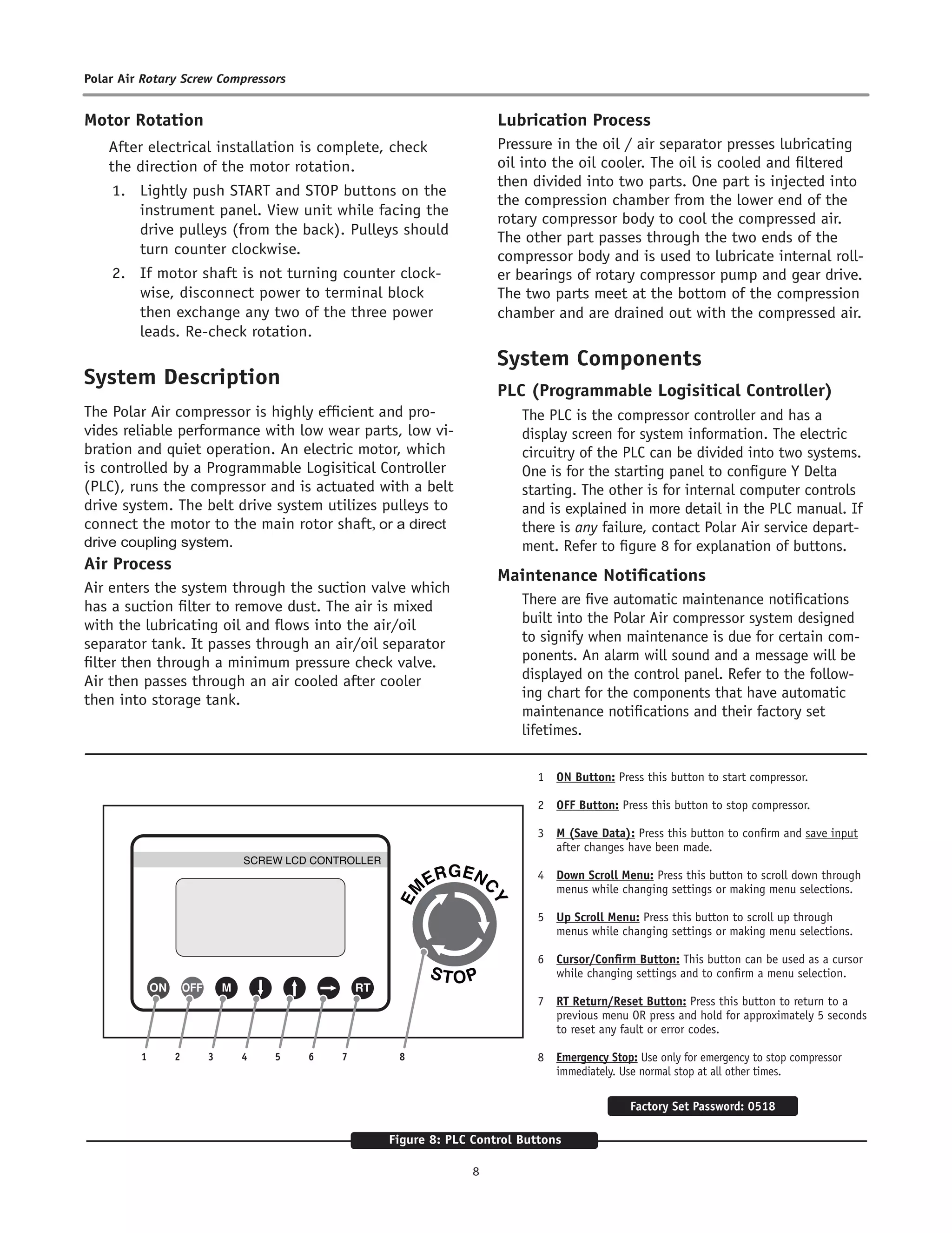 Old Generation Rotary Screw Air Compressor - Operating Instructions | PDF