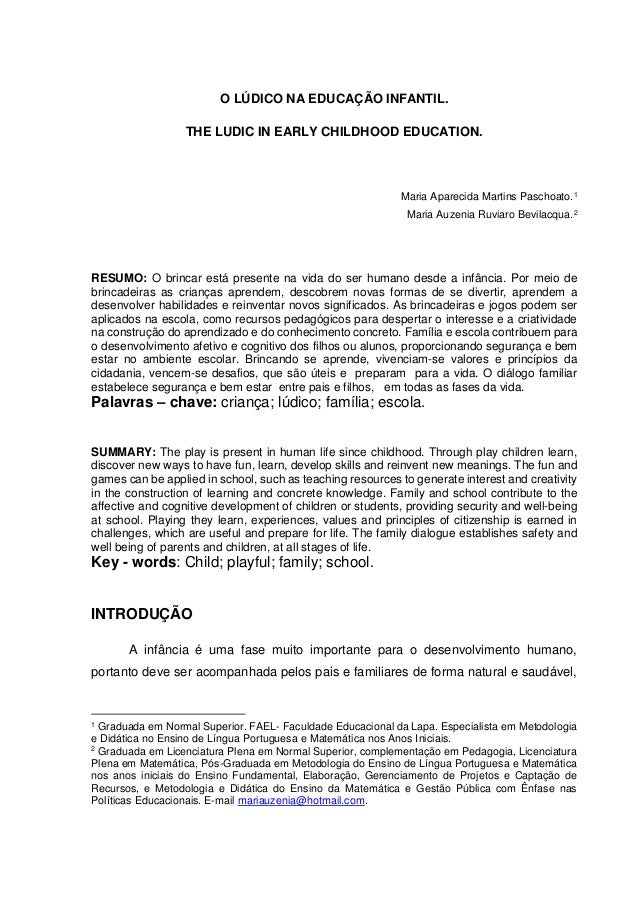 O ludico na educacao infantil monografia