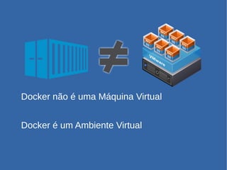 Docker não é uma Máquina Virtual
Docker é um Ambiente Virtual
 