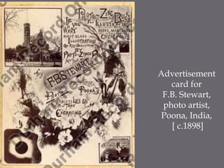 Advertisement card for F.B. Stewart, photo artist, Poona, India,  [ c.1898]
