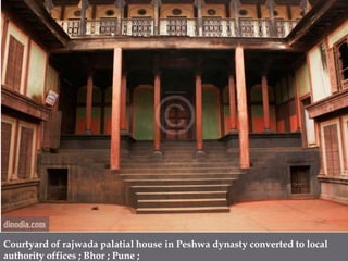 Courtyard of rajwada palatial house in Peshwa dynasty converted to local authority offices ; Bhor ; Pune ; 
