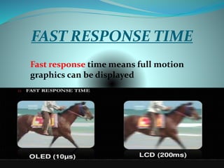FAST RESPONSE TIME
Fast response time means full motion
graphics can be displayed
 