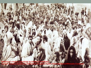 Mulheres e crianças seguidoras de Antônio Conselheiro.
O grupo foi preso durante os últimos dias da guerra. Fonte: Flávio de Barros/Wikmedia Commons
 