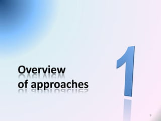 Overview
of approaches

                9
 