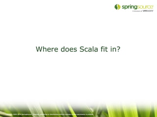 Where does Scala fit in?




Copyright 2005-2010 SpringSource. Copying, publishing or distributing without express written permission is prohibit
 