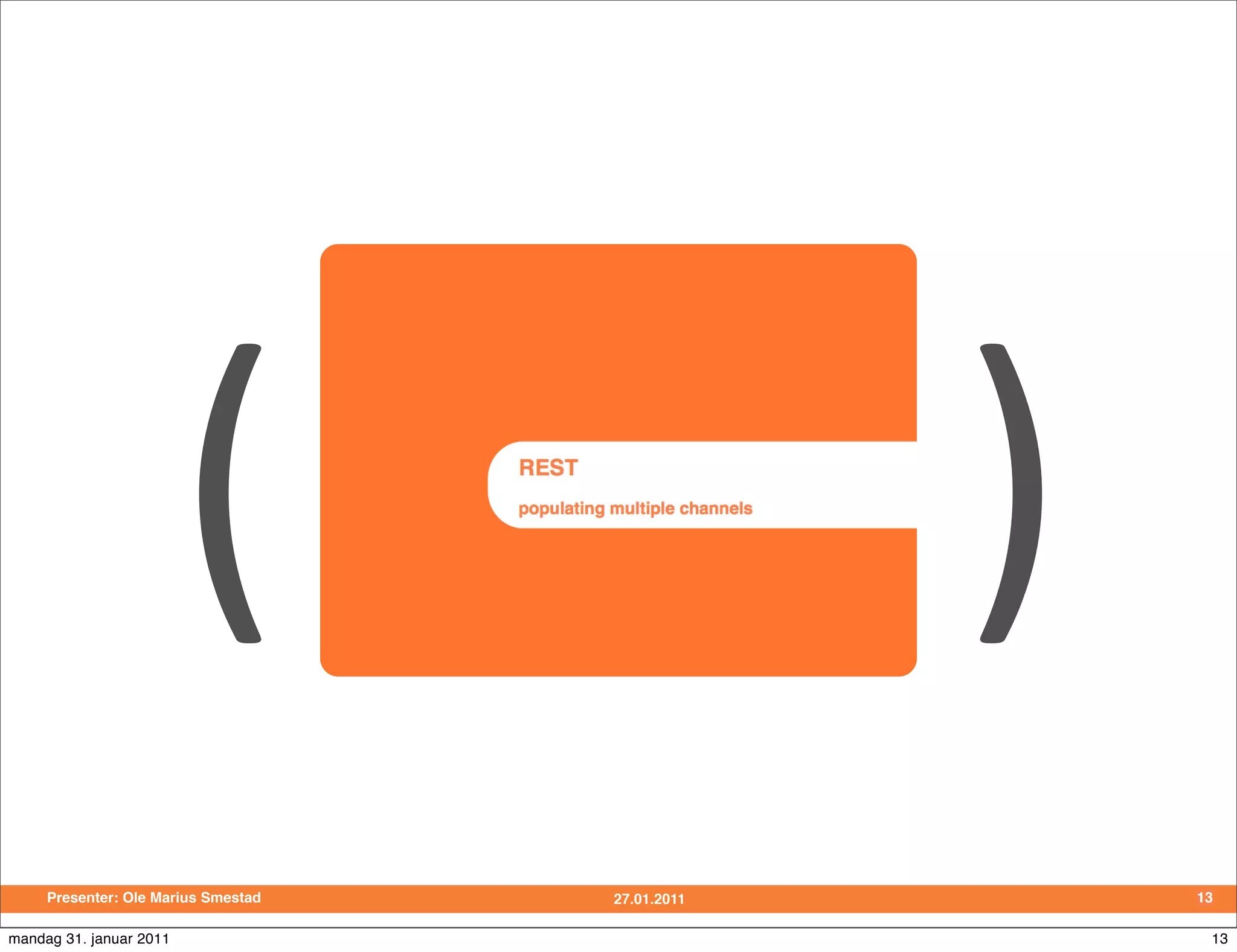 (                        )
     Presenter: Ole Marius Smestad   27.01.2011       13

mandag 31. januar 2011                                 13
 