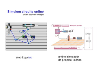 Simulem circuits online
clicant sobre les imatges
amb Logiclab amb el simulador
de projecte Techno
 