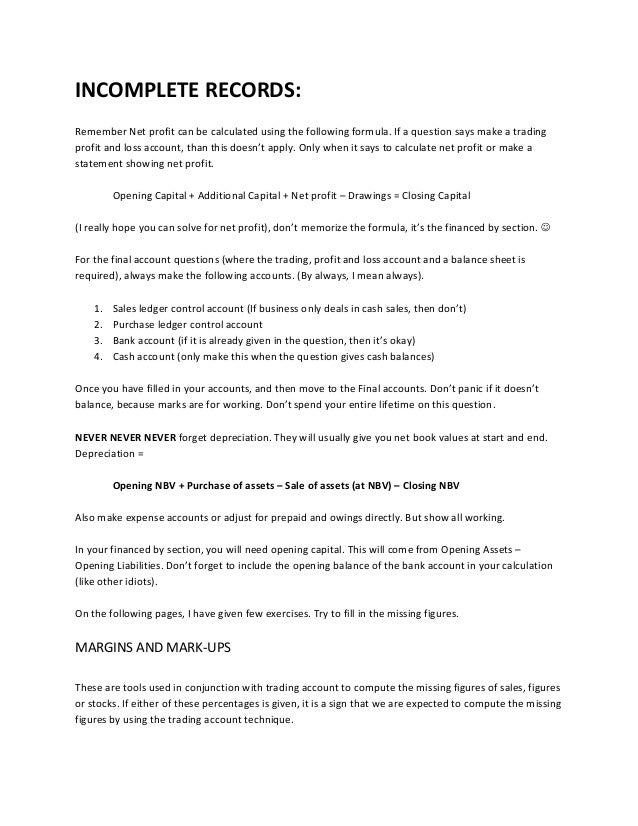 O Level Accounting Notes O Level Accounting Notes