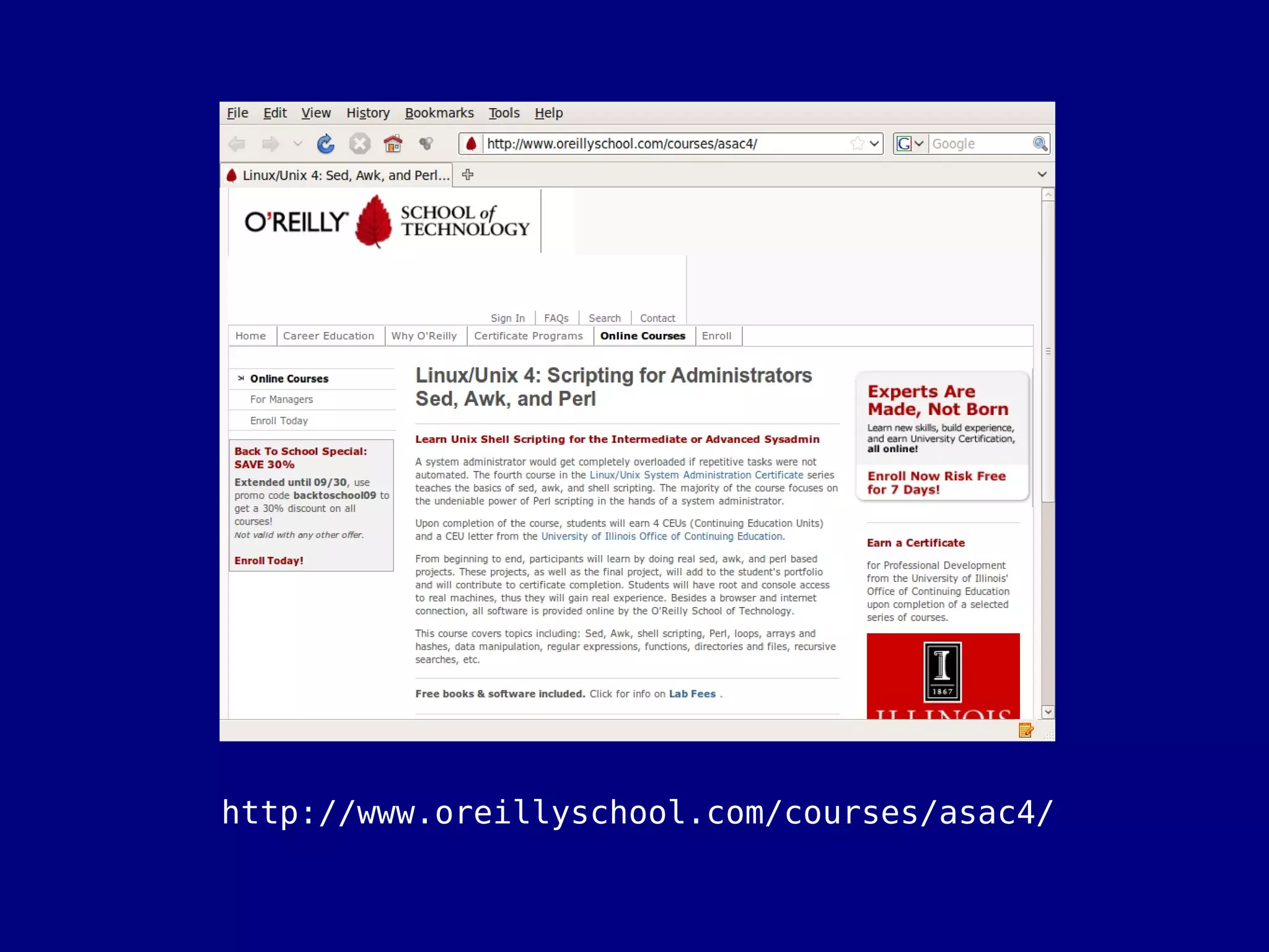 http://www.oreillyschool.com/courses/asac4/
 
