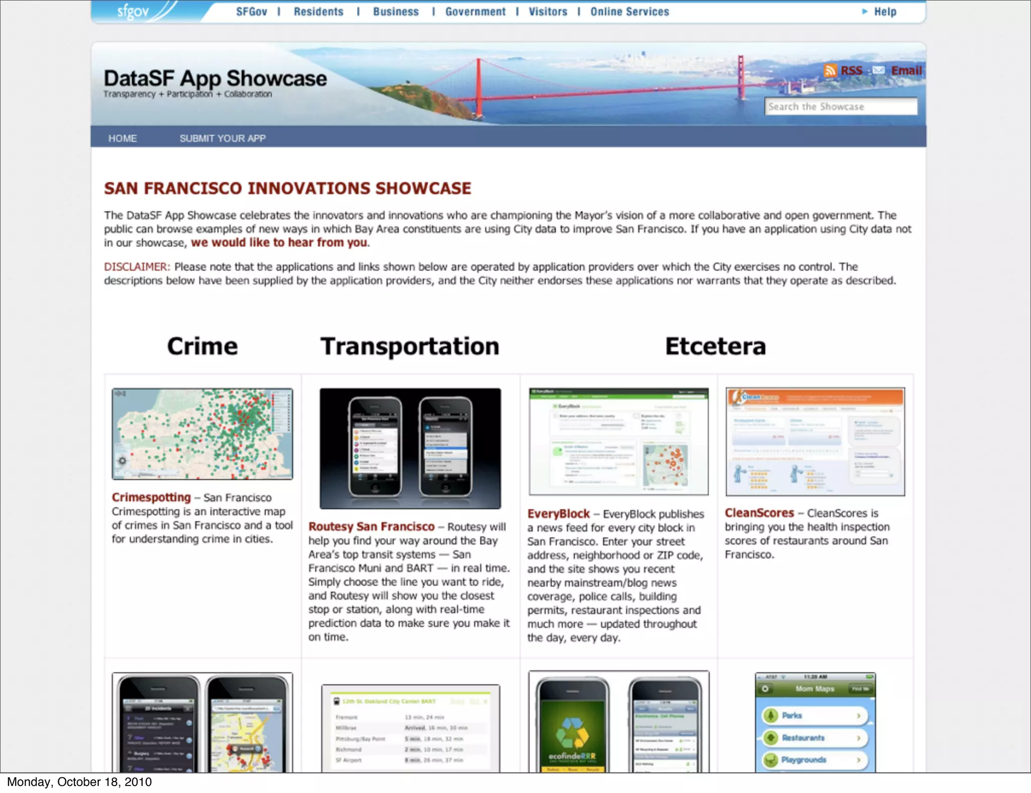 Monday, October 18, 2010
 