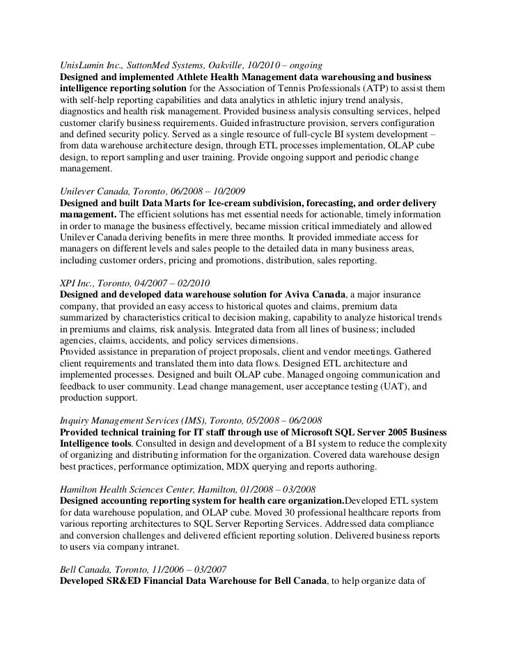 data warehouse developer resumes