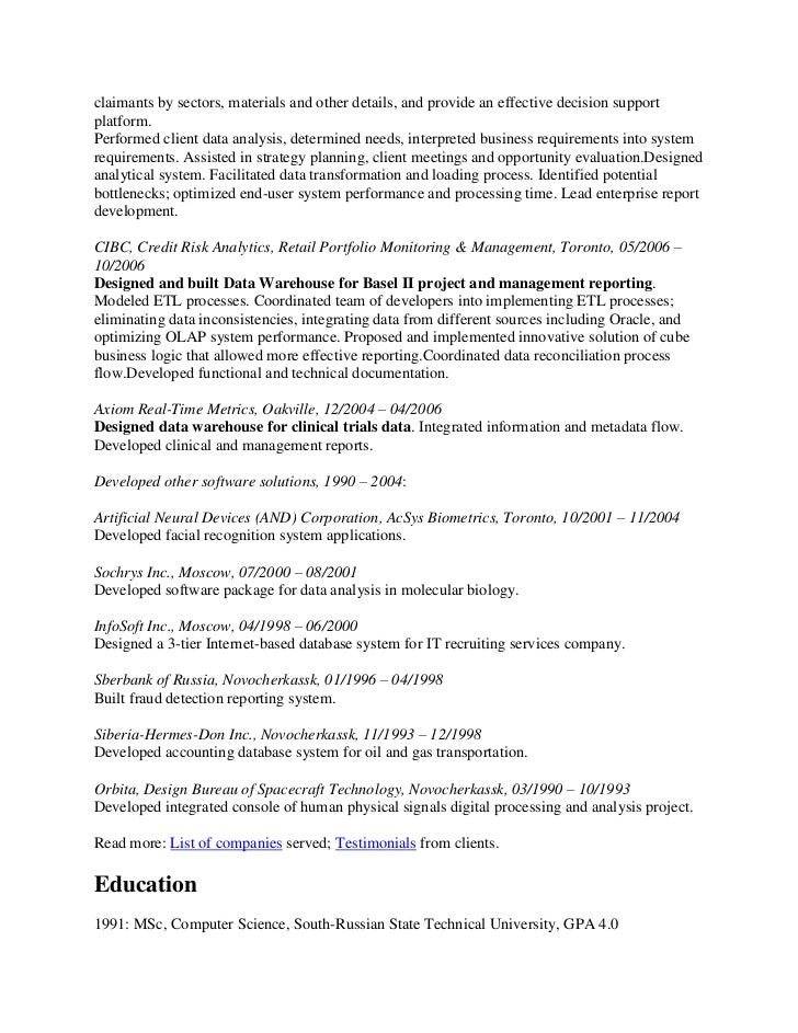 data warehouse developer resumes