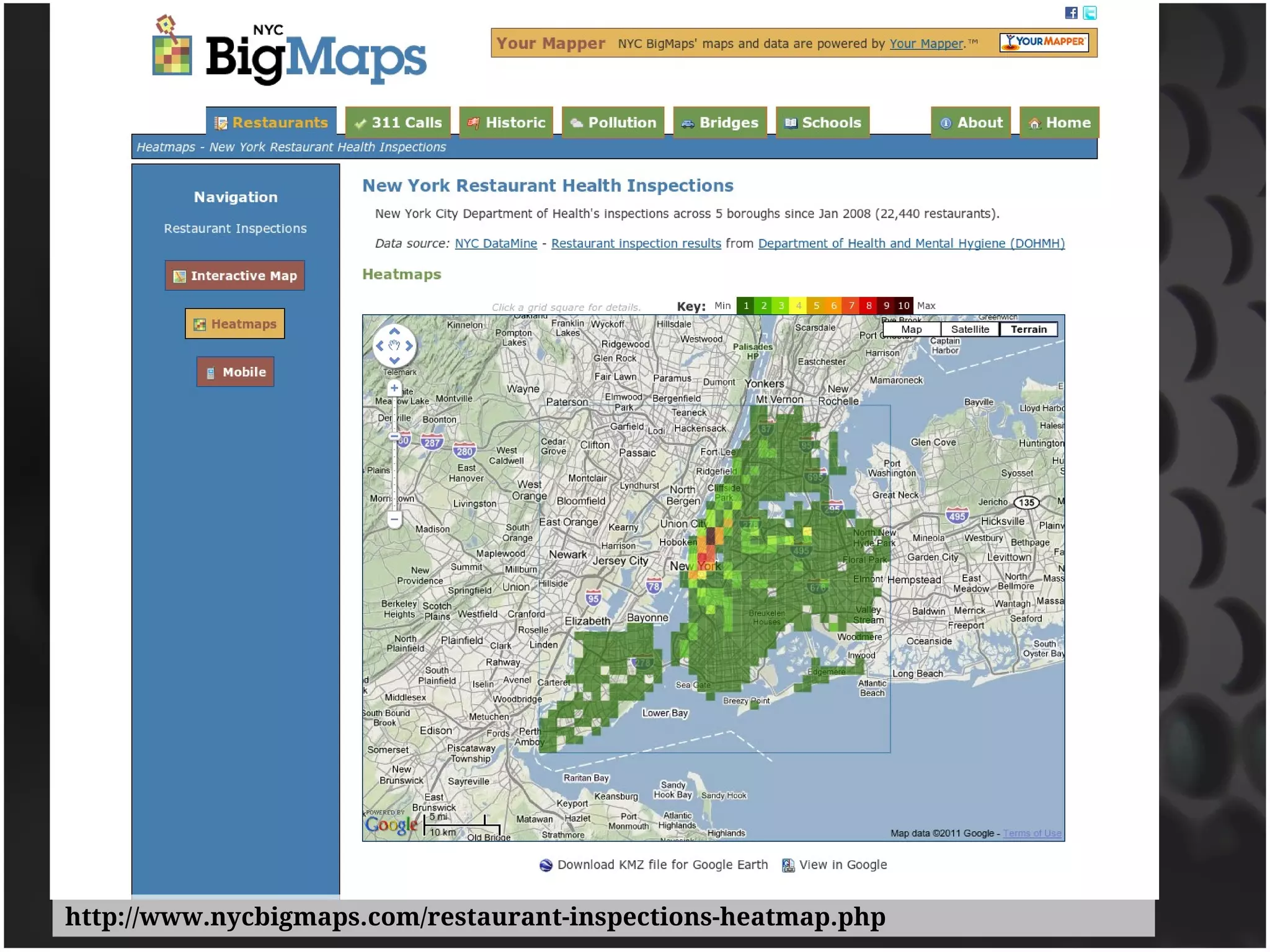 http://www.nycbigmaps.com/restaurant-inspections-heatmap.php
 