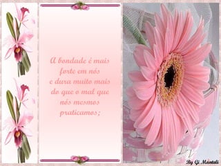 A bondade é mais forte em nós e dura muito mais do que o mal que nós mesmos praticamos; 