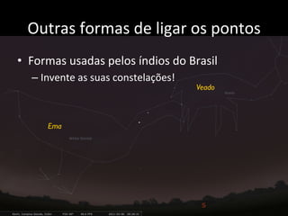 Outras	
  formas	
  de	
  ligar	
  os	
  pontos	
  
•  Formas	
  usadas	
  pelos	
  índios	
  do	
  Brasil	
  
– Invente	
...