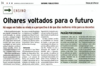 Entrevista - Folha de São Paulo - Olhares voltados para o futuro - Carreira Docente