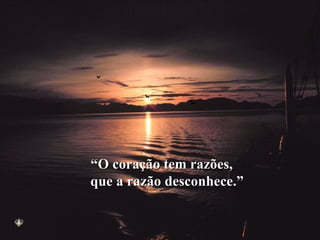 “ O coração tem razões, que a razão desconhece.” 