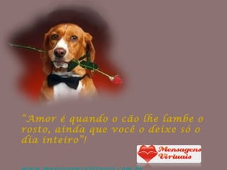 “Amor é quando o cão lhe lambe o
rosto, ainda que você o deixe só o
dia inteiro”!
 