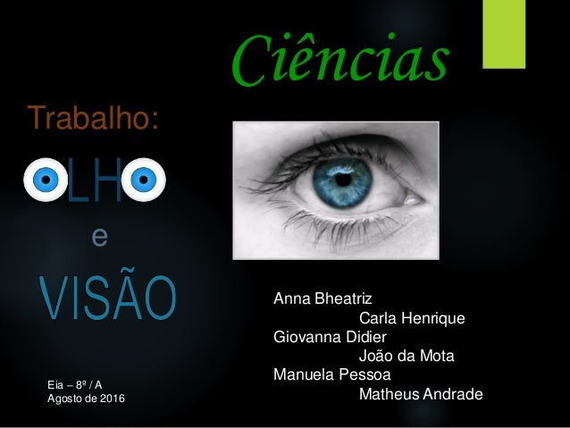 Olho E Visao Trabalho Em Grupo 8Âº Ano Escola Eia