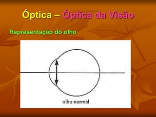 Óptica – Óptica da Visão
Representação do olho
 