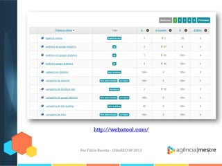 Por Fábio Ricotta - OlhoSEO SP 2013
http://webxtool.com/
 