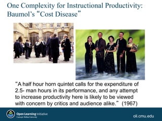 oli.cmu.edu
One Complexity for Instructional Productivity:
Baumol’s “Cost Disease”
“A half hour horn quintet calls for the...