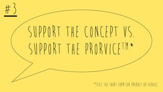 Support the concept vs.
support the prorviceTM*
#3
*still The short form for Product or service
 