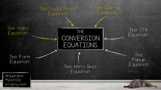 @oligardner
#SeerCCQ
bit.ly/og-seer
THE
CONVERSION
EQUATIONS
The Form
Equation
The Video
Equation
The Social Proof
Equation
The CTA
Equation
The
Popup
Equation
The Clarity
Equation
The Hero Shot
Equation
 