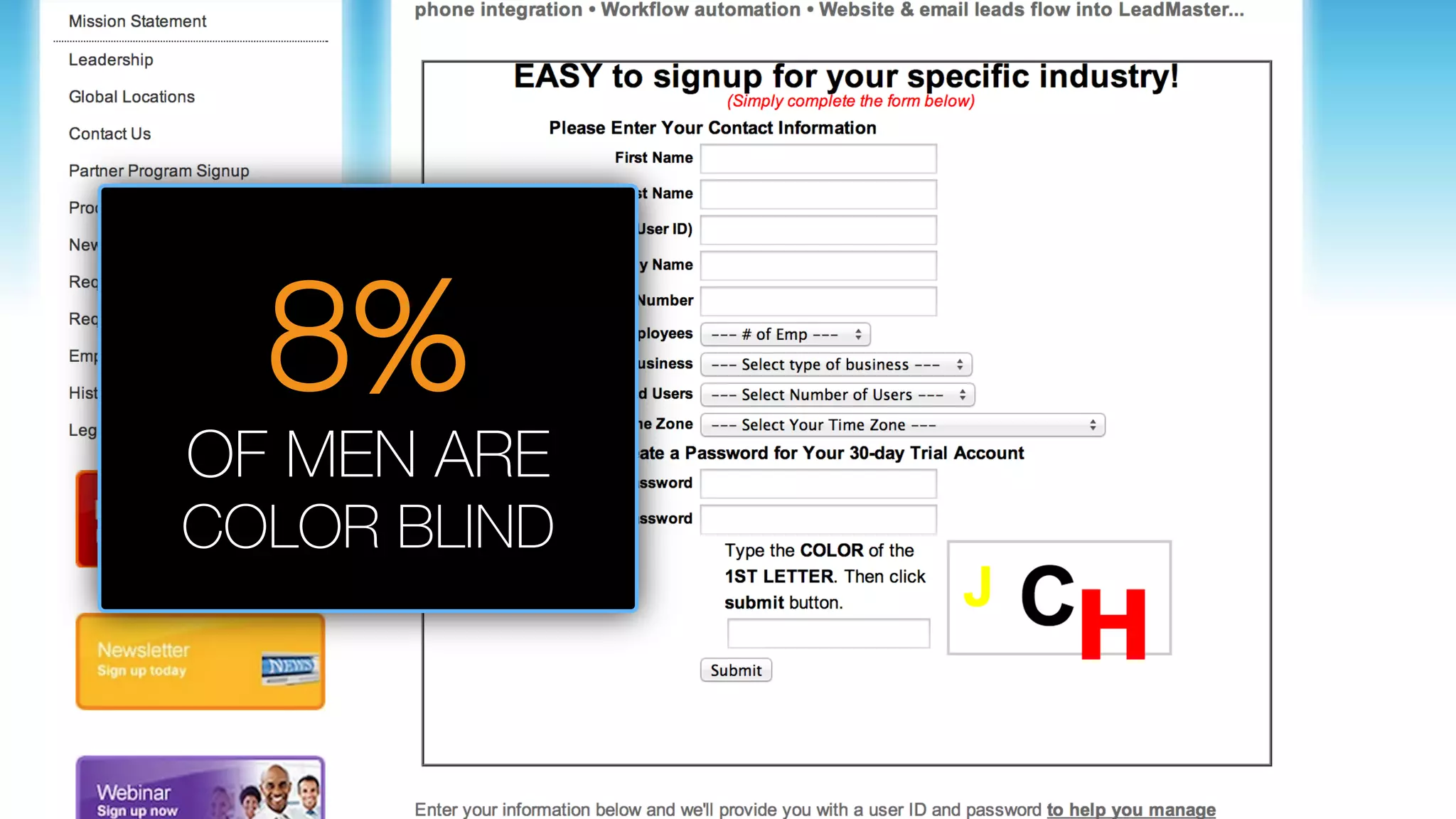 8%
OF MEN ARE
COLOR BLIND
 