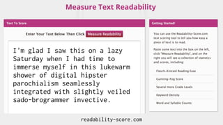 @oligardner
#TuringFest
bit.ly/og-tf
Readability
Motion Reading
Facility Ratio
I managed to read 10 out of 45 words.
RWC/W...