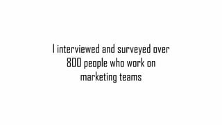 I interviewed and surveyed over
800 people who work on
marketing teams
 