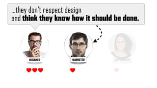 DESIGNER
…they don't respect design 
and think they know how it should be done.
MARKETERMARKETER COPYWRITER
 