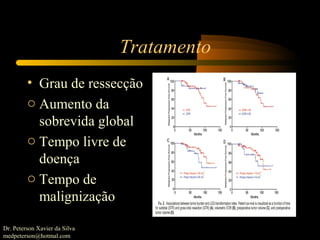 • Grau de ressecção
o Aumento da
sobrevida global
o Tempo livre de
doença
o Tempo de
malignização
Tratamento
Dr. Peterson Xavier da Silva
medpeterson@hotmal.com
 